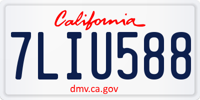 CA license plate 7LIU588
