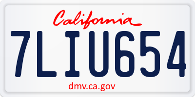 CA license plate 7LIU654