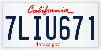 CA license plate 7LIU671
