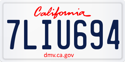 CA license plate 7LIU694