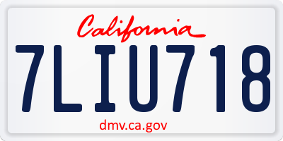CA license plate 7LIU718