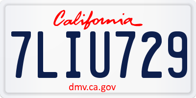 CA license plate 7LIU729