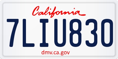 CA license plate 7LIU830