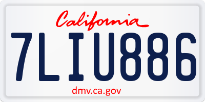 CA license plate 7LIU886