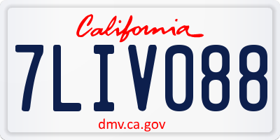CA license plate 7LIV088