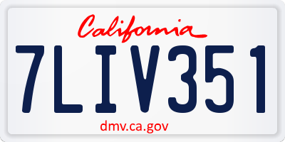 CA license plate 7LIV351