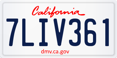 CA license plate 7LIV361
