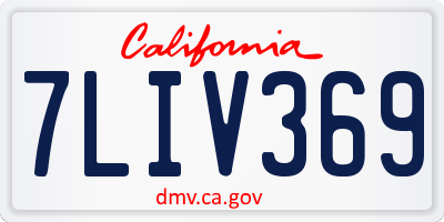CA license plate 7LIV369
