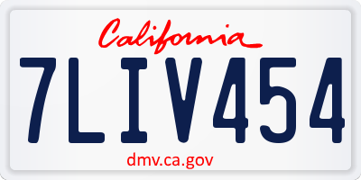 CA license plate 7LIV454
