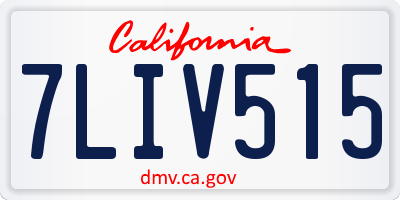 CA license plate 7LIV515
