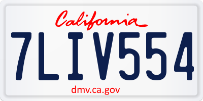 CA license plate 7LIV554