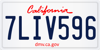 CA license plate 7LIV596
