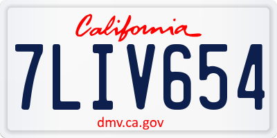 CA license plate 7LIV654