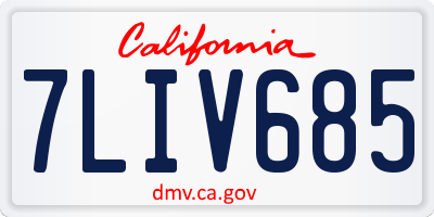 CA license plate 7LIV685