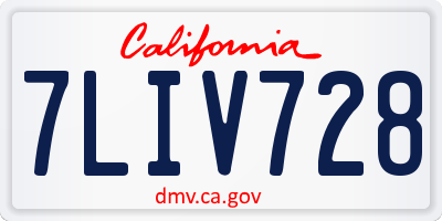 CA license plate 7LIV728
