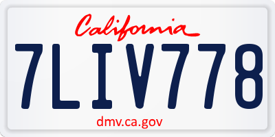 CA license plate 7LIV778