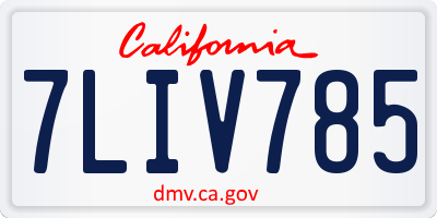 CA license plate 7LIV785