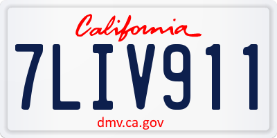 CA license plate 7LIV911