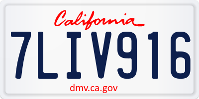 CA license plate 7LIV916