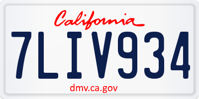 CA license plate 7LIV934