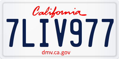 CA license plate 7LIV977