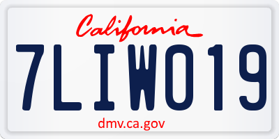 CA license plate 7LIW019