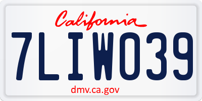 CA license plate 7LIW039