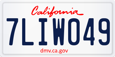 CA license plate 7LIW049