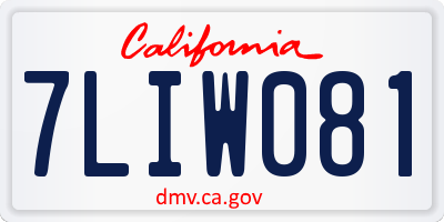 CA license plate 7LIW081