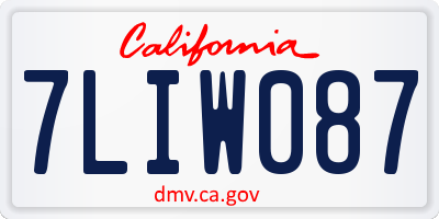 CA license plate 7LIW087