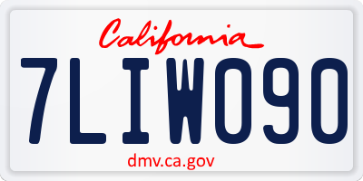 CA license plate 7LIW090