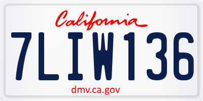 CA license plate 7LIW136