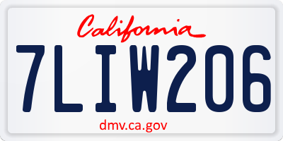 CA license plate 7LIW206