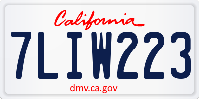 CA license plate 7LIW223