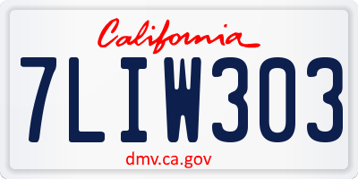 CA license plate 7LIW303