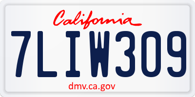 CA license plate 7LIW309