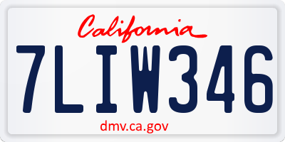 CA license plate 7LIW346