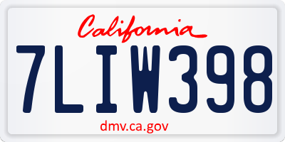 CA license plate 7LIW398