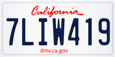 CA license plate 7LIW419