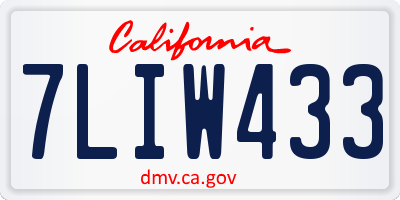 CA license plate 7LIW433