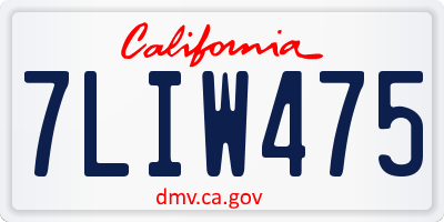 CA license plate 7LIW475