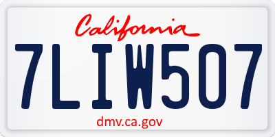 CA license plate 7LIW507