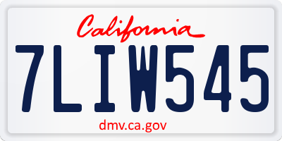 CA license plate 7LIW545