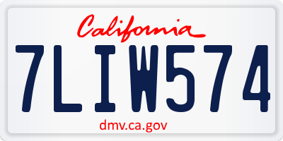 CA license plate 7LIW574