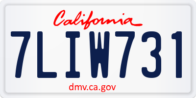 CA license plate 7LIW731