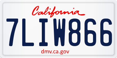 CA license plate 7LIW866