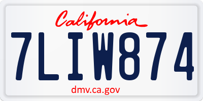 CA license plate 7LIW874