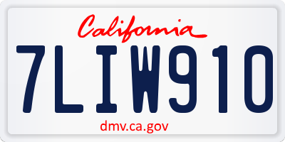 CA license plate 7LIW910
