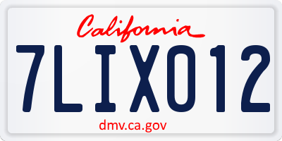 CA license plate 7LIX012