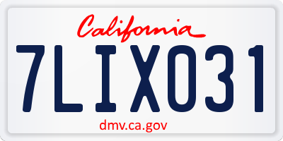 CA license plate 7LIX031
